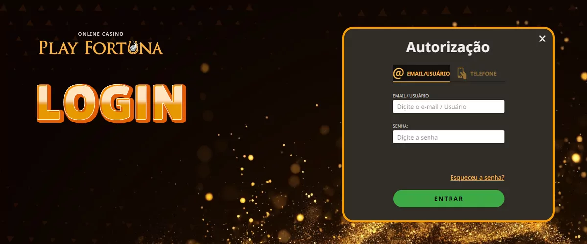 Instru&ccedil;&otilde;es passo a passo sobre como iniciar sess&atilde;o na sua conta Play Fortuna